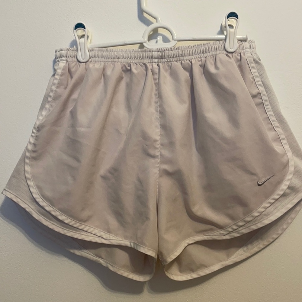 All white Nike dri-fit tempo shorts